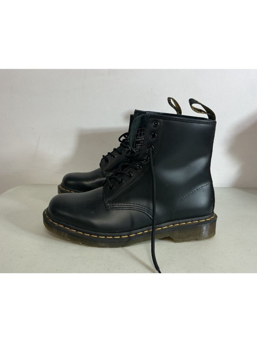 Doc Martens Combat Boots Black Leather Mens 10.5 New - Picture 5 of 9
